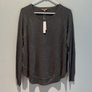 NWT gray boatneck pullover. Rib trim on bottom .Cleaning out my closet!